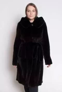 Норковая шуба-халат с капюшоном