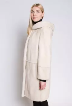 Норковая шуба с капюшоном