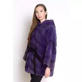 Укороченная норковая шуба с капюшоном