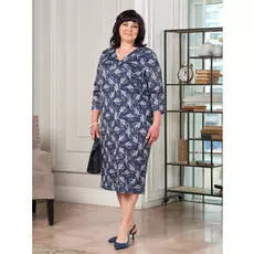 Платье "Сандра" растение на синем