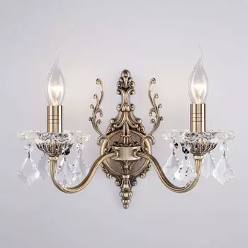 Бра Eurosvet 3281/2 античная бронза/прозрачный хрусталь Strotskis