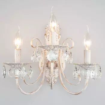 Бра Eurosvet 3305/3 белый с золотом/прозрачный хрусталь Strotskis