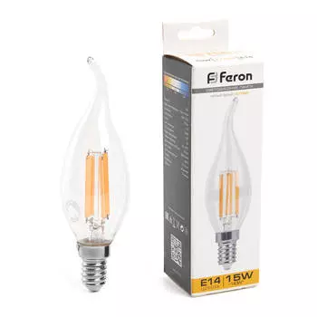 Лампа светодиодная Feron E14 15W 2700K Свеча на ветру Матовая 38261