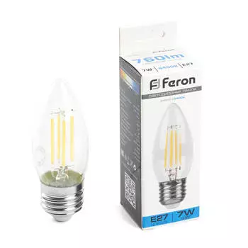 Лампа светодиодная Feron LB-66 Свеча E27 7W 6400K 38272