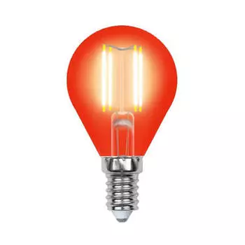 Лампа светодиодная филаментная Uniel E14 5W красная LED-G45-5W/RED/E14 GLA02RD UL-00002985