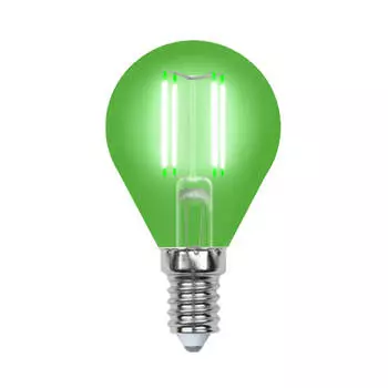 Лампа светодиодная филаментная Uniel E14 5W зеленая LED-G45-5W/GREEN/E14 GLA02GR UL-00002987