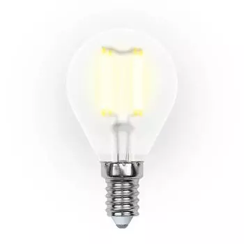 Лампа светодиодная филаментная Uniel E14 6W 3000K матовая LED-G45-6W/WW/E14/FR PLS02WH UL-00000303