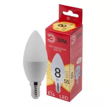 Лампа светодиодная ЭРА E14 8W 2700K матовая LED B35-8W-827-E14 R Б0050694