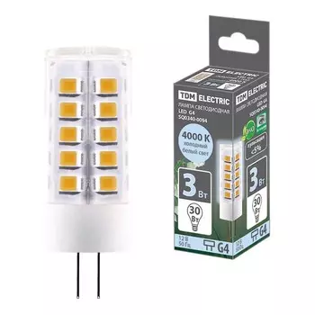 Лампа светодиодная TDM Electric G4 3W 4000K прозрачная SQ0340-0094