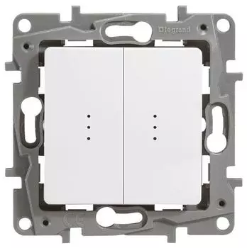 Переключатель двухклавишный Legrand Etika с подсветкой 10A 250V белый 672216