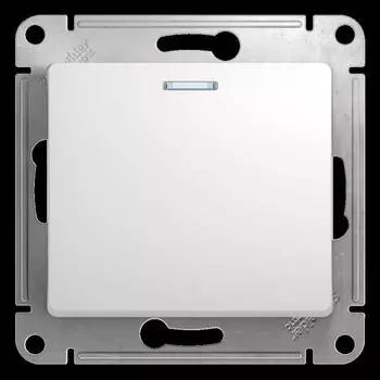 Переключатель одноклавишный проходной Schneider Electric Glossa 10A 250V с подсветкой белый GSL000163