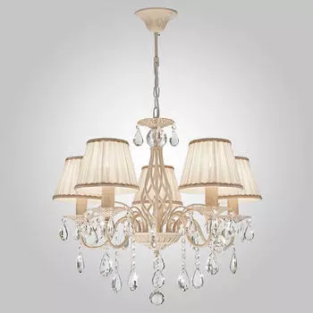 Подвесная люстра Eurosvet 10054/5 белый с золотом/прозрачный хрусталь Strotskis