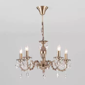 Подвесная люстра Eurosvet 10102/5 античная бронза/прозрачный хрусталь Strotskis