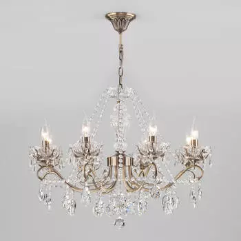 Подвесная люстра Eurosvet 10103/8 античная бронза/прозрачный хрусталь Strotskis