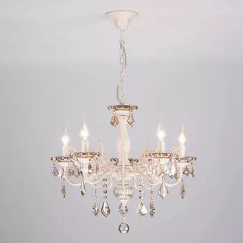 Подвесная люстра Eurosvet 3281/5 белый с золотом/тонированный хрусталь Strotskis