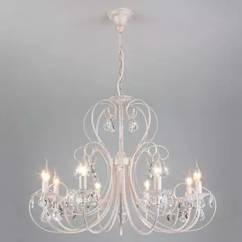 Подвесная люстра Eurosvet 3305/8 белый с золотом/прозрачный хрусталь Strotskis