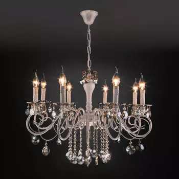 Подвесная люстра Eurosvet Ravenna 10104/8 белый с золотом/тонированный хрусталь Strotskis