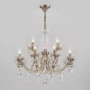 Подвесная люстра Eurosvet Teodore 10103/12 античная бронза/прозрачный хрусталь Strotskis