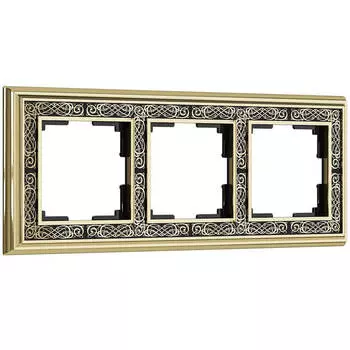 Рамка на 3 поста золото/черный Werkel W0031430 4690389159411
