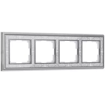 Рамка на 4 поста хром/белый Werkel W0041431 4690389159459