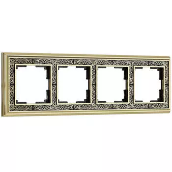 Рамка на 4 поста Werkel золото/черный W0041430 4690389159442