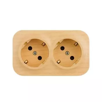 Розетка 2х2К+З Legrand Quteo 16A 250V со шторками дерево 782287