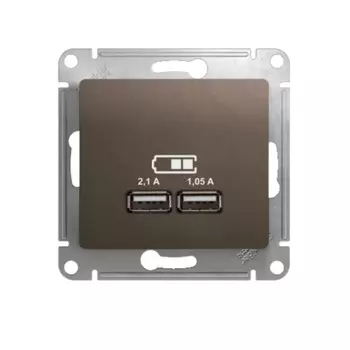 Розетка 2хUSB Schneider Electric Glossa Type A+A шоколад GSL000833
