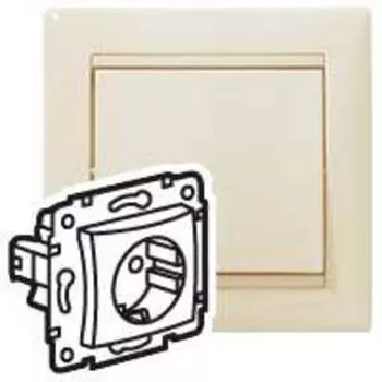 Розетка 2К+З Legrand Valena 16A 250V со шторками немецкий стандарт слоновая кость 695613