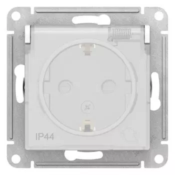 Розетка 2К+З Schneider Electric AtlasDesign 16A 250V со шторками и крышкой белая ATN440146