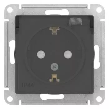 Розетка 2К+З Schneider Electric AtlasDesign 16A 250V со шторками и крышкой карбон ATN441046