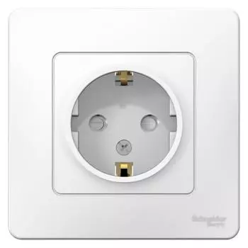 Розетка 2К+З Schneider Electric Blanca 16A 250V со шторками белая BLNRS001111