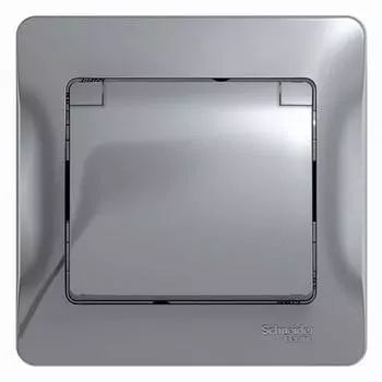 Розетка 2К+З Schneider Electric Glossa 16A 250V со шторками и крышкой алюминий GSL000346