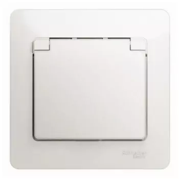 Розетка 2К+З Schneider Electric Glossa 16A 250V со шторками и крышкой перламутр GSL000646