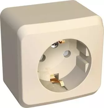 Розетка 2К+З Schneider Electric Этюд 16A 250V со шторками кремовая PA16-004K