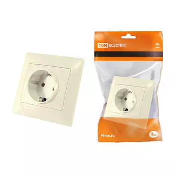 Розетка 2P+PE TDM Electric Лама со шторками слоновая кость SQ1815-0111