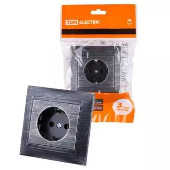 Розетка 2P+PE TDM Electric Лама старинное серебро SQ1815-0664