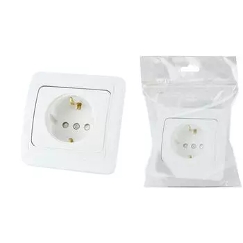 Розетка 2P+PE TDM Electric Валдай со шторками белая SQ1804-0028