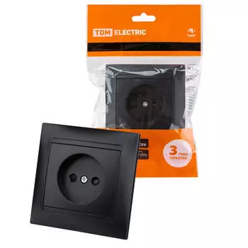 Розетка 2P TDM Electric Лама со шторками графит SQ1815-0610