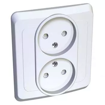 Розетка двойная 2К Schneider Electric Этюд 16A 250V со шторками белая PC16-006B