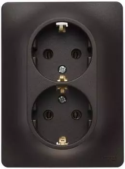 Розетка двойная 2К+З Schneider Electric Glossa 16A 250V шоколад GSL000824