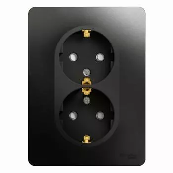 Розетка двойная 2К+З Schneider Electric Glossa 16A 250V со шторками антрацит GSL000726