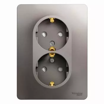 Розетка двойная 2К+З Schneider Electric Glossa 16A 250V со шторками платина GSL001226