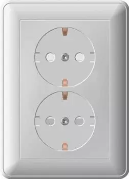 Розетка двойная 2К+З Schneider Electric W59 16A 250V со шторками белая RS16-255-18