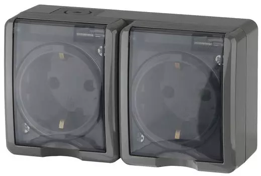 Розетка ЭРА Эксперт 2х2P+E IP54 16A 250V 11-2403-03 Б0020717