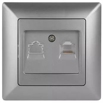 Розетка компьютерная RJ45 ЭРА Intro Solo серебро 4-303-03 Б0043384