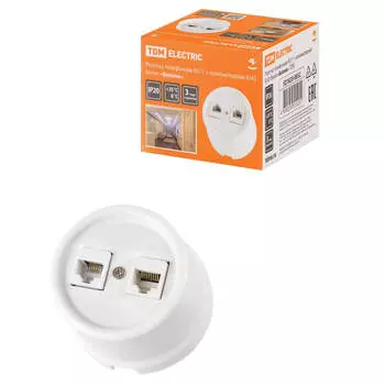 Розетка компьютерная RJ45/телефонная RJ11 TDM Electric quot Болонь quot белая SQ1820-0052
