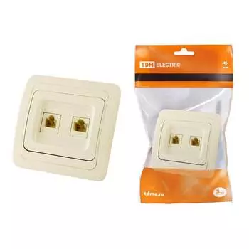 Розетка компьютерная RJ45/телефонная RJ11 TDM Electric Валдай слоновая кость SQ1804-0115