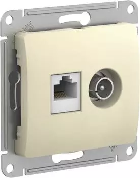 Розетка компьютерная RJ45/TV Schneider Electric Glossa 5e кат UTP бежевая GSL000289