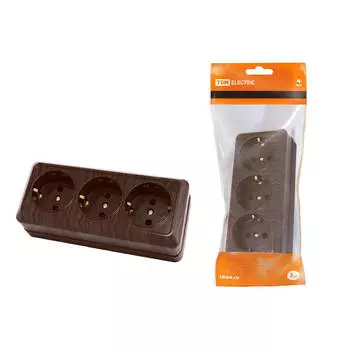 Розетка тройная 2P+PE TDM Electric Ладога бук SQ1801-0326