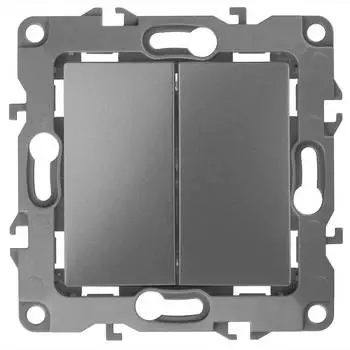 Выключатель двухклавишный ЭРА 12 10AX 250V 12-1004-12 Б0019311